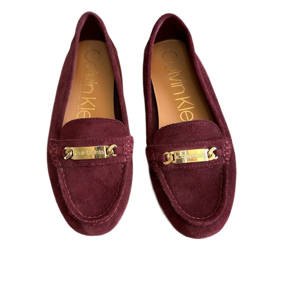 Calvin Klein Lunasi Women's Suede Ballet Flat Loafers Dark Burgundy Size 6